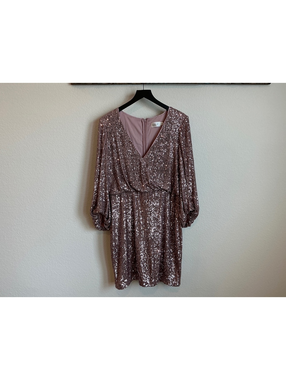 Eliza J  Size 14 Rose Sequin Party Dress with 3/4 Sleeves